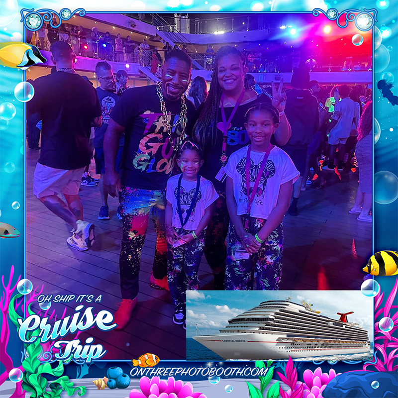 Guests using the Cruise Virtual Photo Booth to capture fun photos and Boomerangs on a cruise.